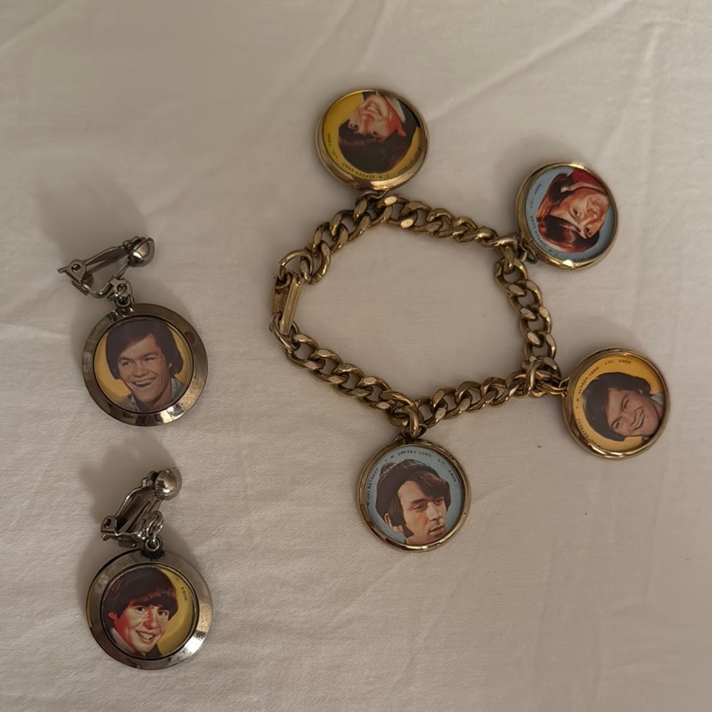Vintage Monkees Charm Bracelet and Earrings matching Set
